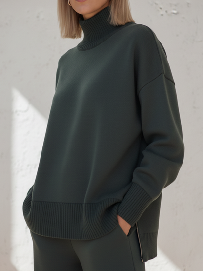 📦📦New Arrivals🔥Casual Travel Stand Collar Side Zipper Top Straight Pants Two-Piece Set