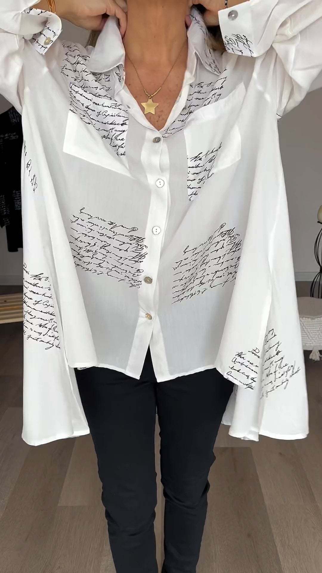 CLEARANCE Letter Print Fashion Lapel Shirt
