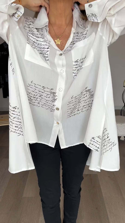 CLEARANCE Letter Print Fashion Lapel Shirt