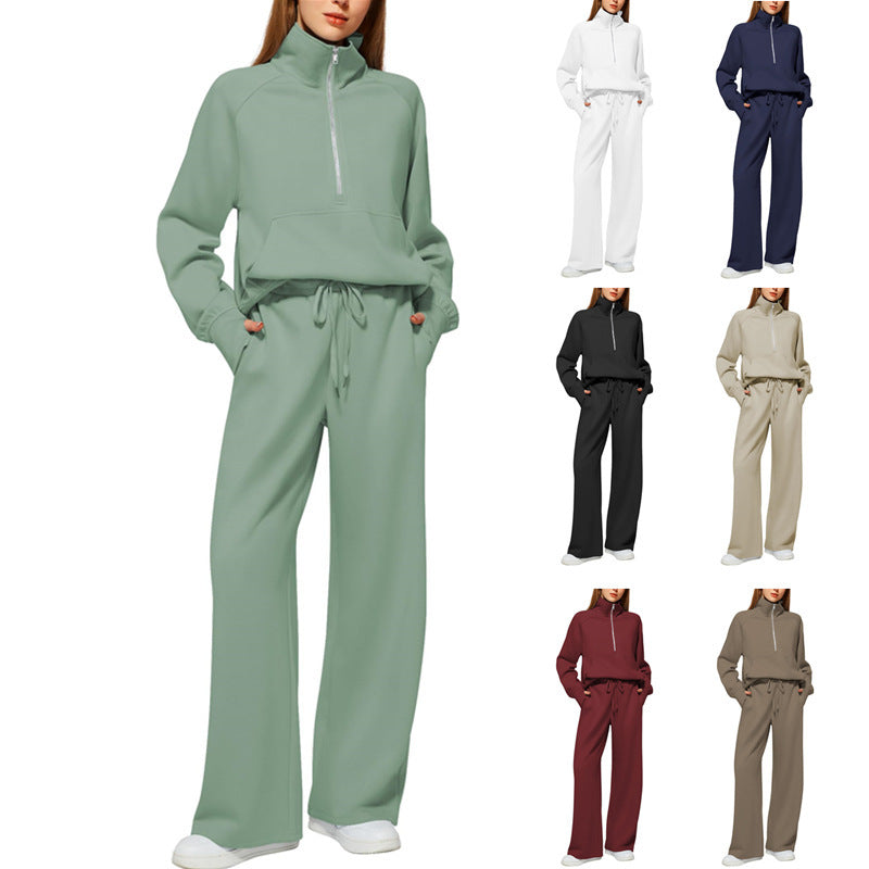 📦📦Buy 2 PCS for free shipping🔥Women's Solid Color Cotton Half-Zip Outfit