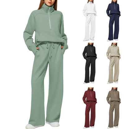 📦📦Buy 2 PCS for free shipping🔥Women's Solid Color Cotton Half-Zip Outfit