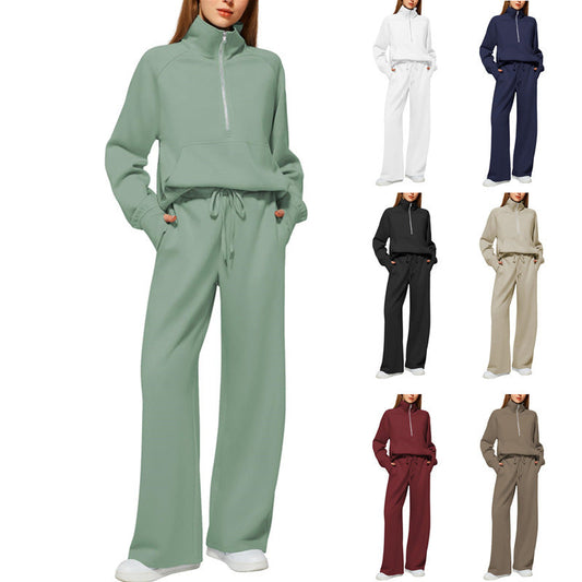 📦📦Buy 2 PCS for free shipping🔥Women's Solid Color Cotton Half-Zip Outfit