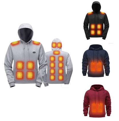 🔥Men's Smart Heated Hoodie - USB Powered, ✨5-Zone Heating, 3-Speed Warmth for Winter