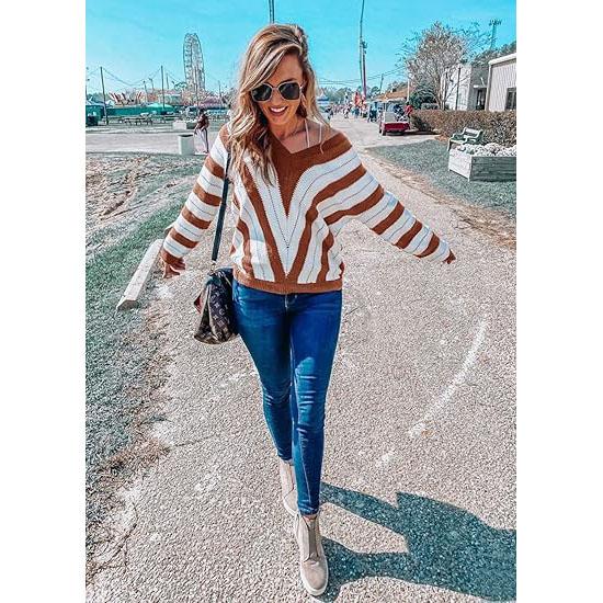 🔥Today Only 50% OFF | Women’s V-Neck Colorblock Crochet Sweater
