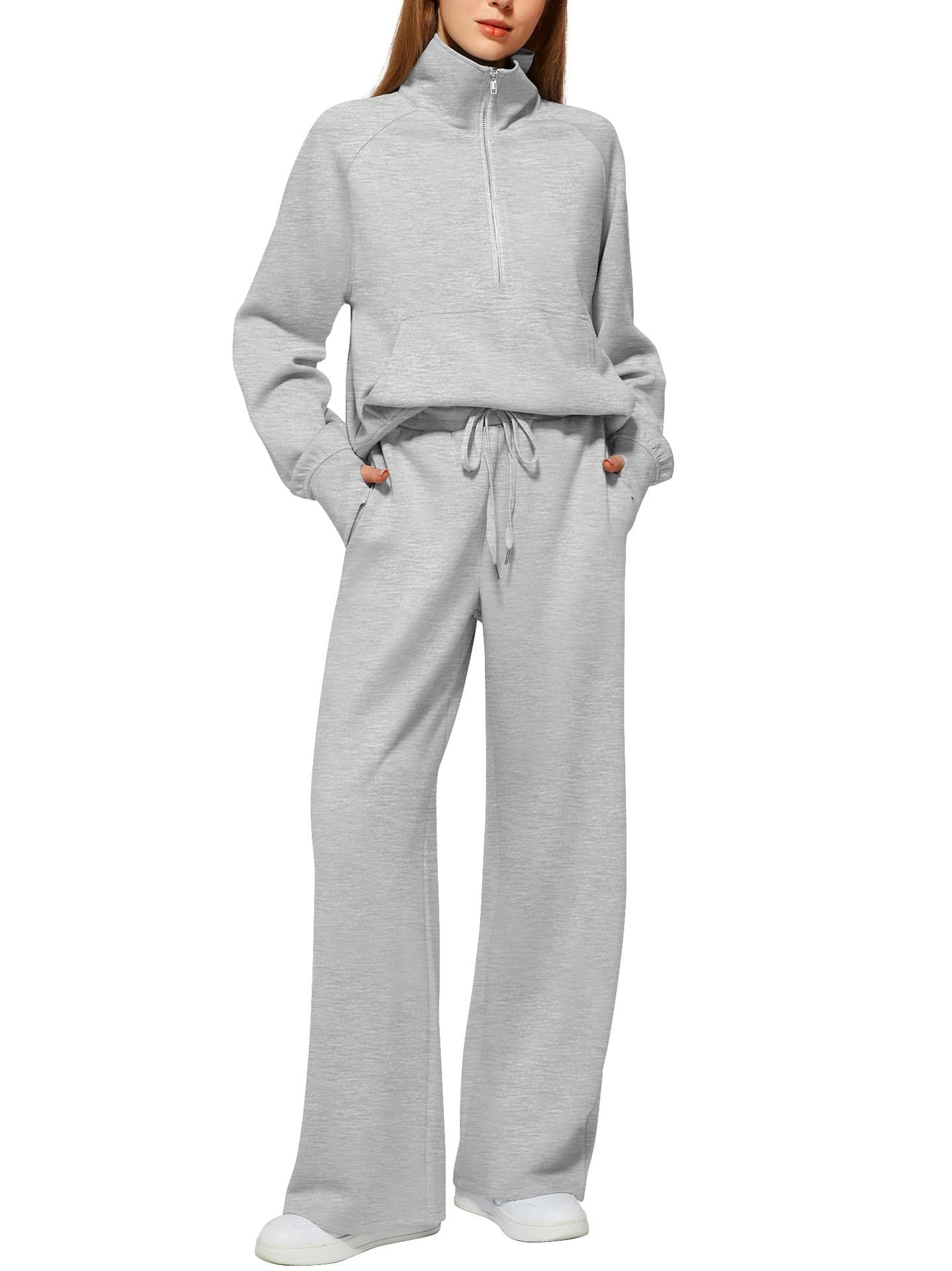 📦📦Buy 2 PCS for free shipping🔥Women's Solid Color Cotton Half-Zip Outfit
