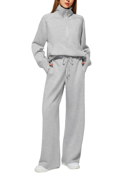 📦📦Buy 2 PCS for free shipping🔥Women's Solid Color Cotton Half-Zip Outfit