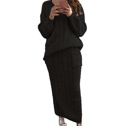 ❄️✨ Women's Winter Chunky Cable Knit Long Skirt & Sweater Set – Stay Warm & Stylish This Season! 🧶🍂