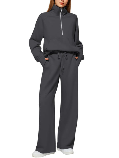 📦📦Buy 2 PCS for free shipping🔥Women's Solid Color Cotton Half-Zip Outfit