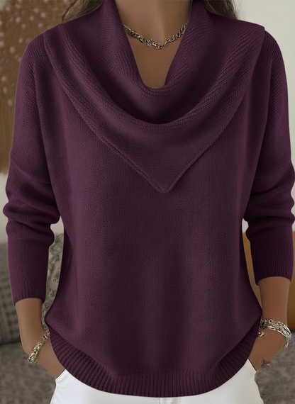 🤩🤩CLEARANCE SALE🔥Women's Retro Soft Triangle Neck Solid Color Sweater Top