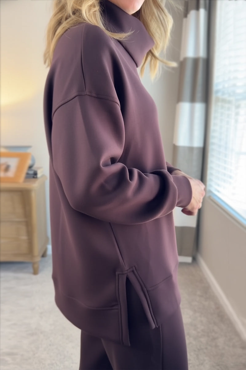 🎁New Arrivals🔥 Cozy Travel Cowl Neck Sweatshirt and Pant 2 Piece Sets