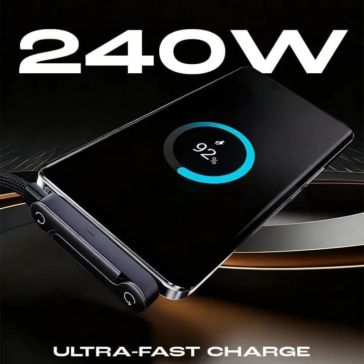 ⚡Official MFi-Certified🔥 240W Fast Charging Cable with Invisible Stand