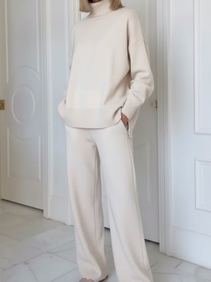 🎄✨️Free Shipping🎄Casual Travel Stand Collar Side Zipper Top Straight Pants Two-Piece Set