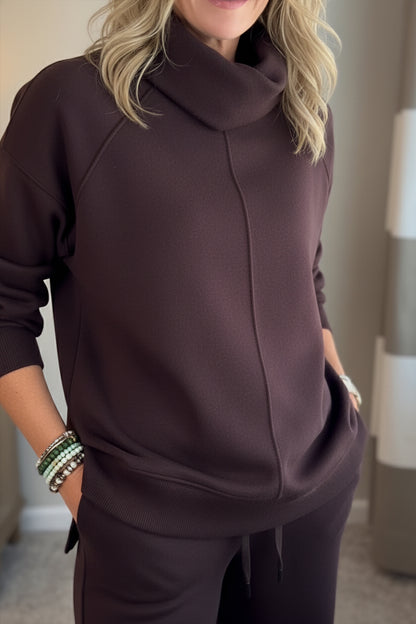 🎁New Arrivals🔥 Cozy Travel Cowl Neck Sweatshirt and Pant 2 Piece Sets