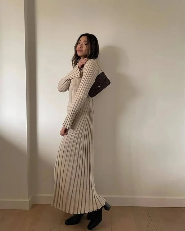 🎉2025 Fall New Long Sleeved Knit Midi Dress