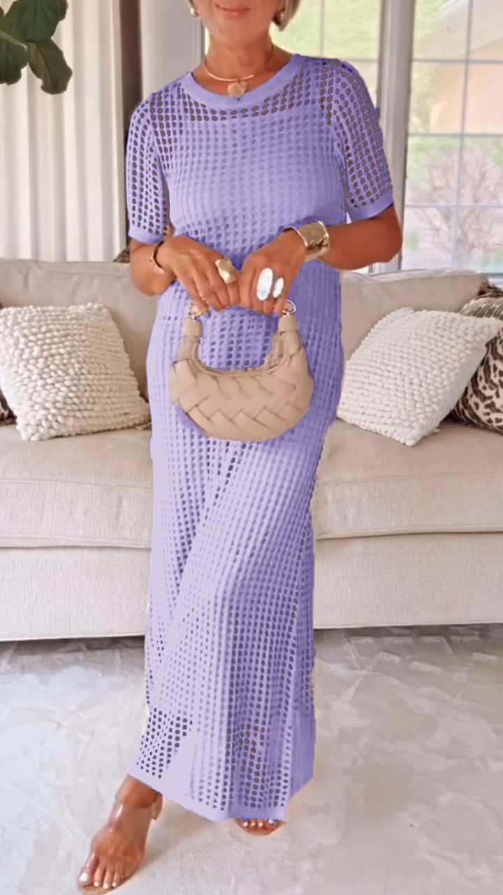 🤩🤩Elegant Knit Mesh Layered Two-Piece Maxi Dress (Buy 2 Free Shipping)