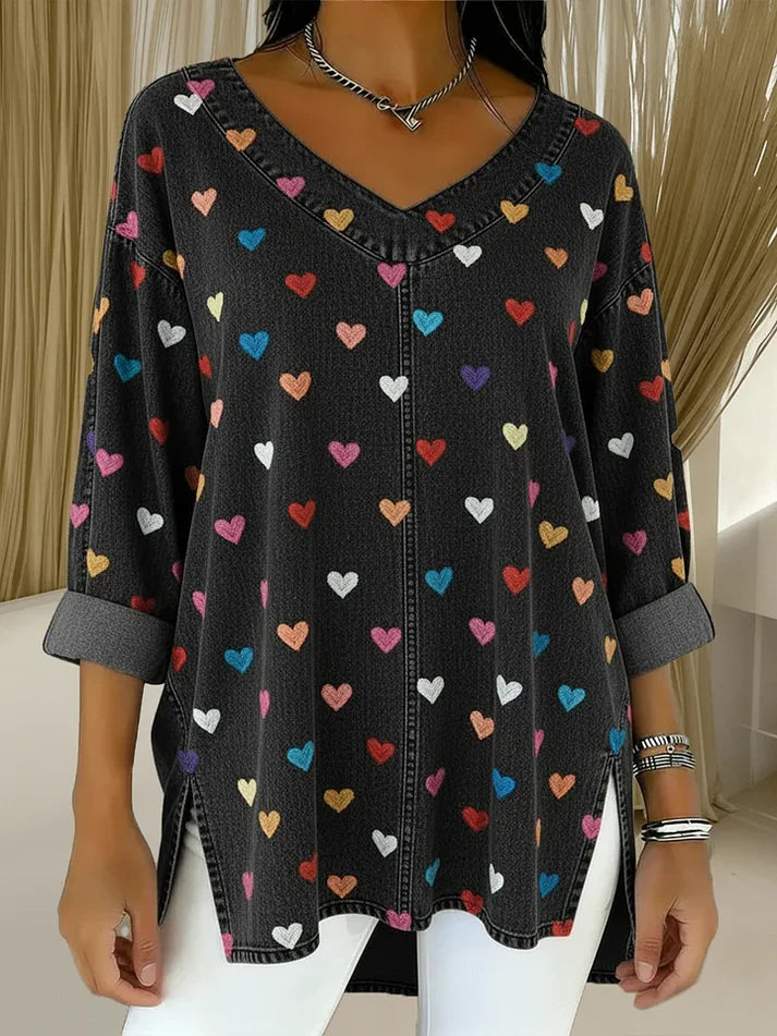 📦📦 New Arrivals🔥Women's Heart Casual Washed Denim Cotton Top