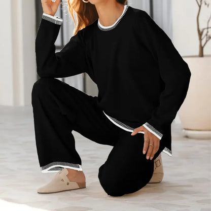 🌙 Women's Cozy 2-Piece Pajama Set | Soft Knit Lounge Outfit