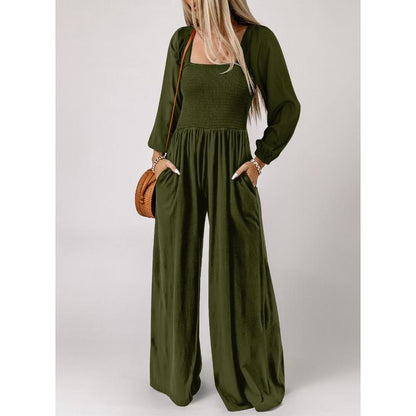 🔥Women's Casual Loose Wide-Leg Jumpsuit – Long Sleeve One-Piece Romper with Pockets