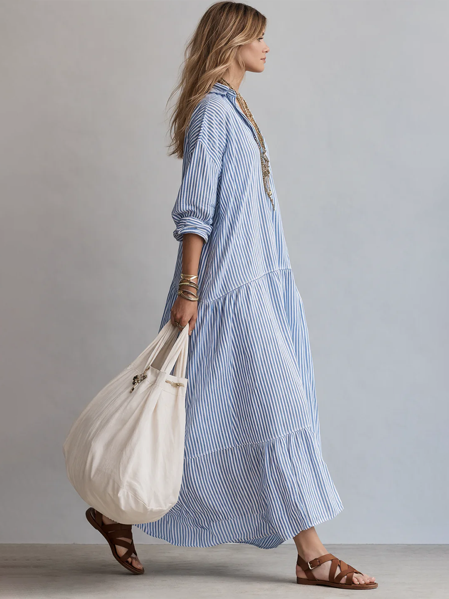 📦📦Buy 2 PCS for free shipping🔥Women's Casual Striped Loose-fitting Dress