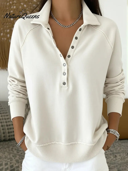 💝💝Women's Casual Solid Color Pullover Cotton Sweatshirt