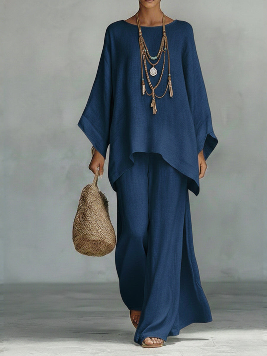📦📦Buy 2 PCS for free shipping🔥Women's Comfortable, Loose-fitting Linen And Cotton Top And Wide-leg Pants Two-piece Set.