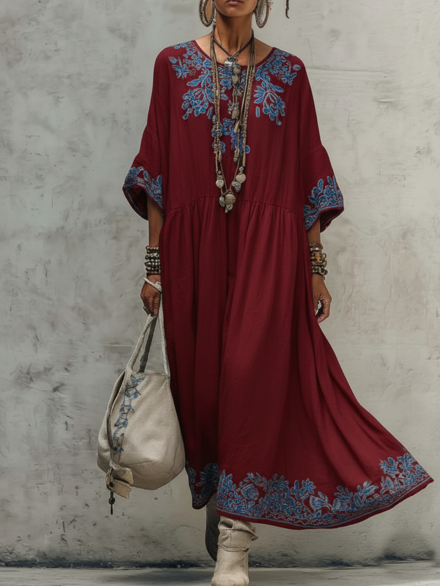 📦📦Retro Floral Print Cozy Vacation Dress