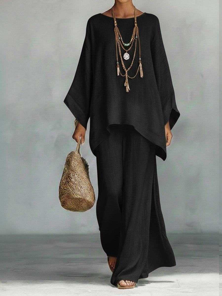 📦📦Buy 2 PCS for free shipping🔥Women's Comfortable, Loose-fitting Linen And Cotton Top And Wide-leg Pants Two-piece Set.