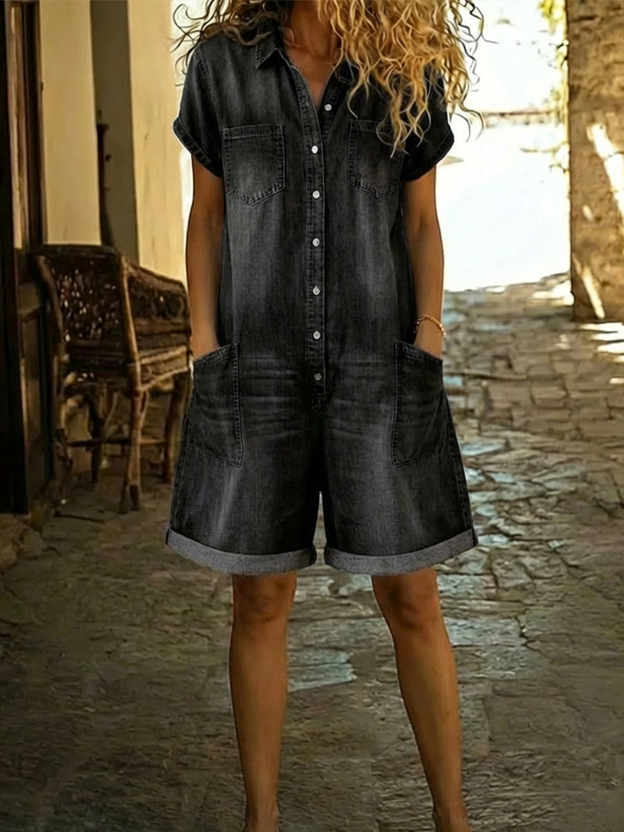 📦📦LAST DAY SAVE 49% ⏰Women's Casual Cotton Denim Jumpsuit Shorts