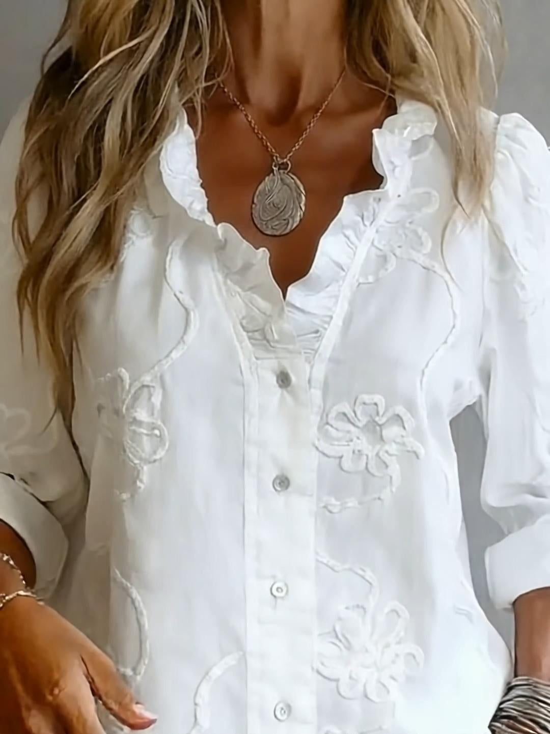 💝💝Casual Romantic Ruffled Collar Denim Shirt