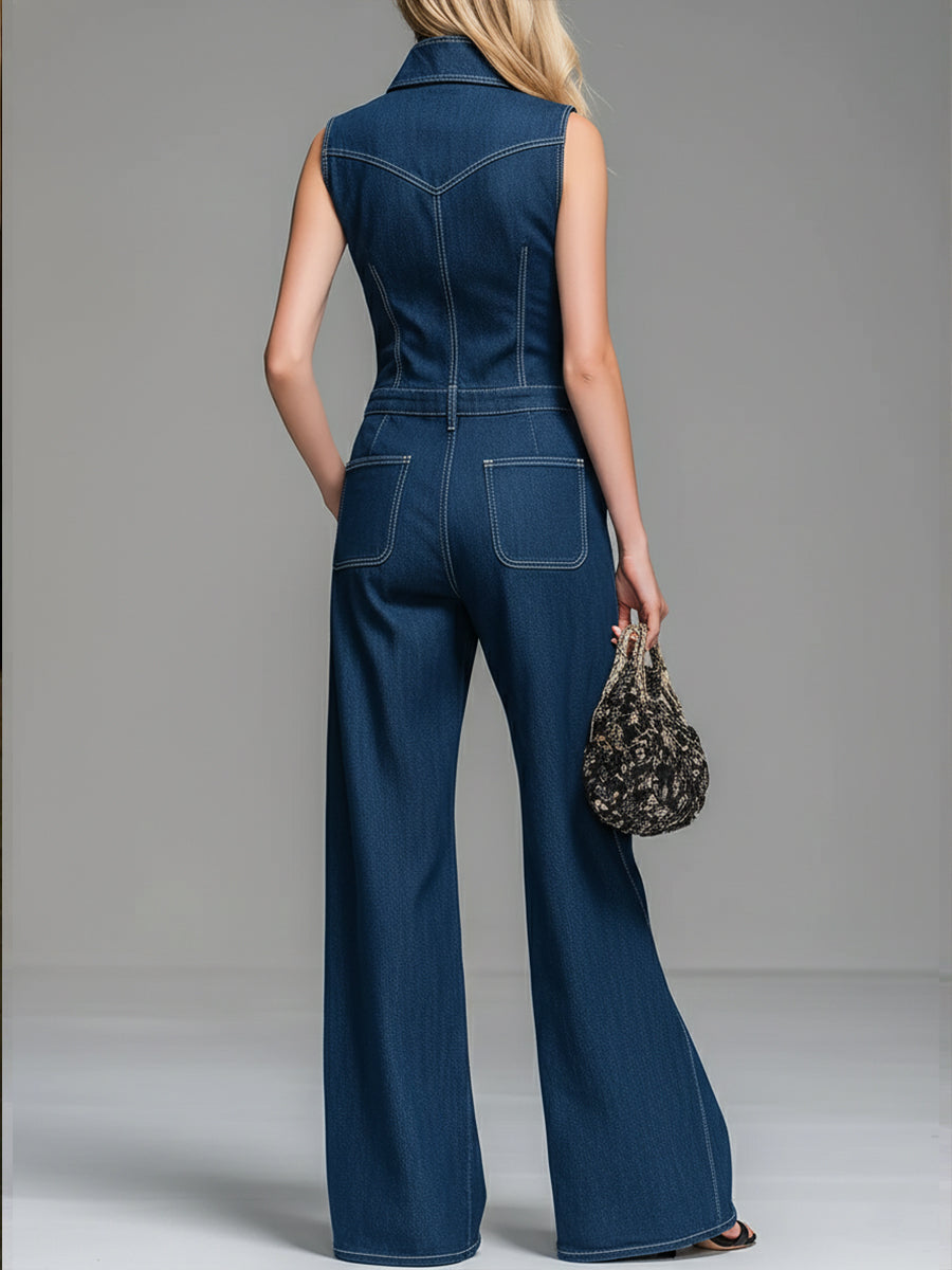 📦📦Last Day 39% OFF🔥Women's Casual 100% Cotton Zip-up Denim Jumpsuit