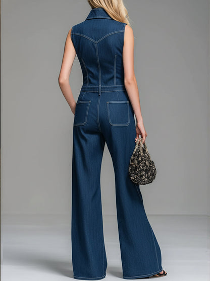 📦📦Last Day 39% OFF🔥Women's Casual 100% Cotton Zip-up Denim Jumpsuit