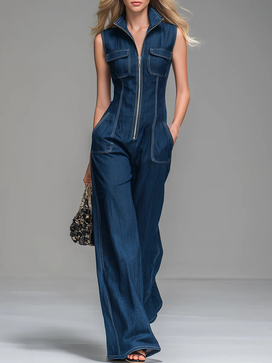 📦📦Last Day 39% OFF🔥Women's Casual 100% Cotton Zip-up Denim Jumpsuit