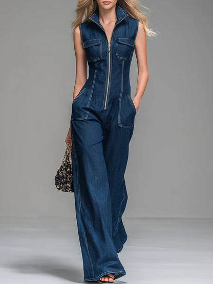📦📦Last Day 39% OFF🔥Women's Casual 100% Cotton Zip-up Denim Jumpsuit