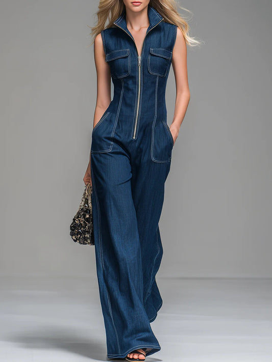 📦📦Last Day 39% OFF🔥Women's Casual 100% Cotton Zip-up Denim Jumpsuit