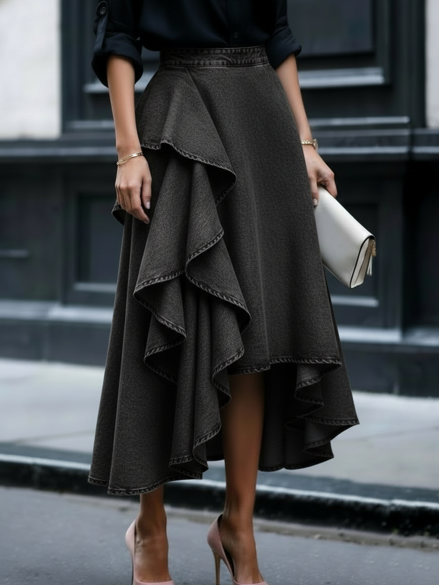 📦📦Elegant Stylish Multi-layered Ruffled Denim Skirt