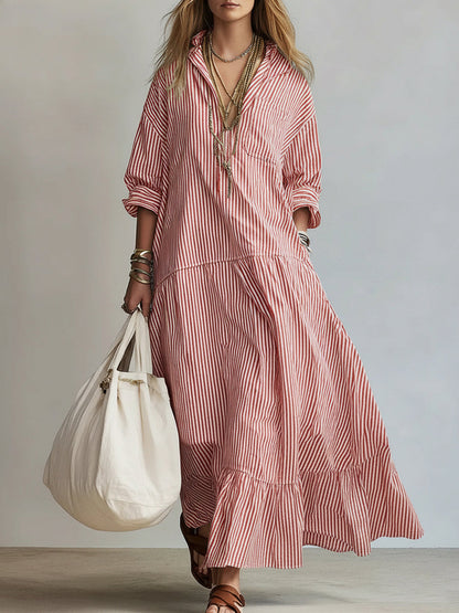 📦📦Buy 2 PCS for free shipping🔥Women's Casual Striped Loose-fitting Dress