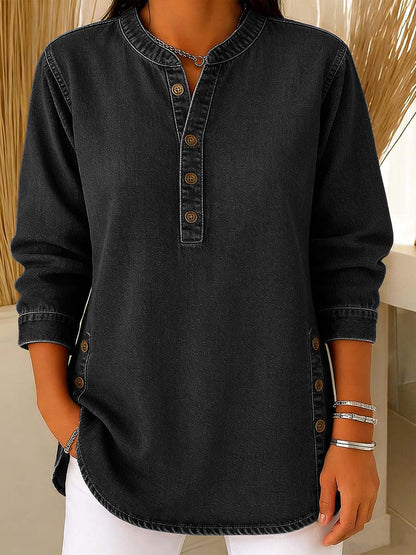 📦📦LAST DAY SAVE 49% ⏰Women's V-neck Long-sleeved Casual Button-up Loose Denim Top