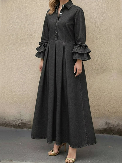 📦📦Last Day 39% OFF🔥Women's Casual Denim Dress With Ruffled Sleeves
