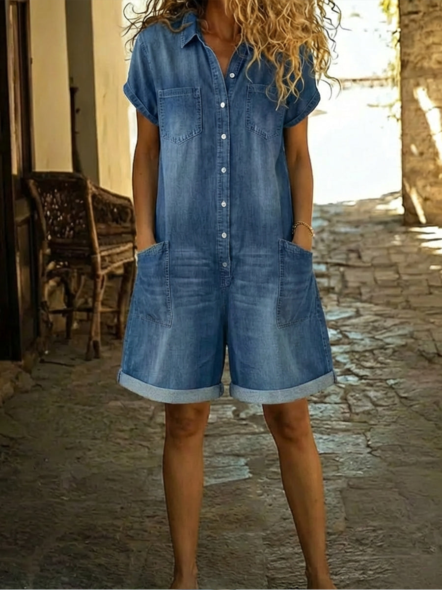 📦📦LAST DAY SAVE 49% ⏰Women's Casual Cotton Denim Jumpsuit Shorts