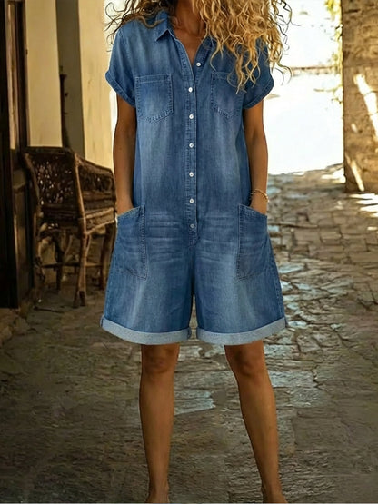 📦📦LAST DAY SAVE 49% ⏰Women's Casual Cotton Denim Jumpsuit Shorts