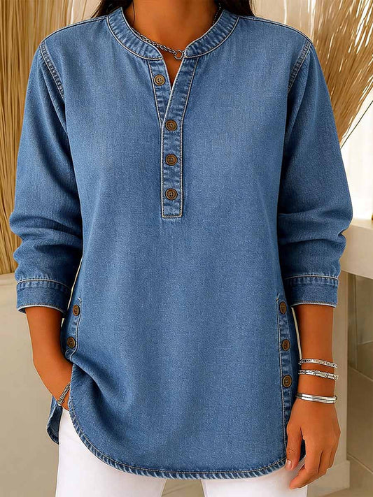 📦📦LAST DAY SAVE 49% ⏰Women's V-neck Long-sleeved Casual Button-up Loose Denim Top