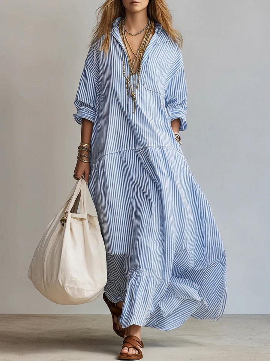 📦📦Buy 2 PCS for free shipping🔥Women's Casual Striped Loose-fitting Dress