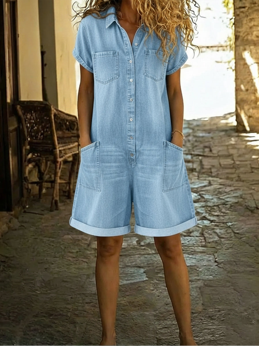 📦📦LAST DAY SAVE 49% ⏰Women's Casual Cotton Denim Jumpsuit Shorts