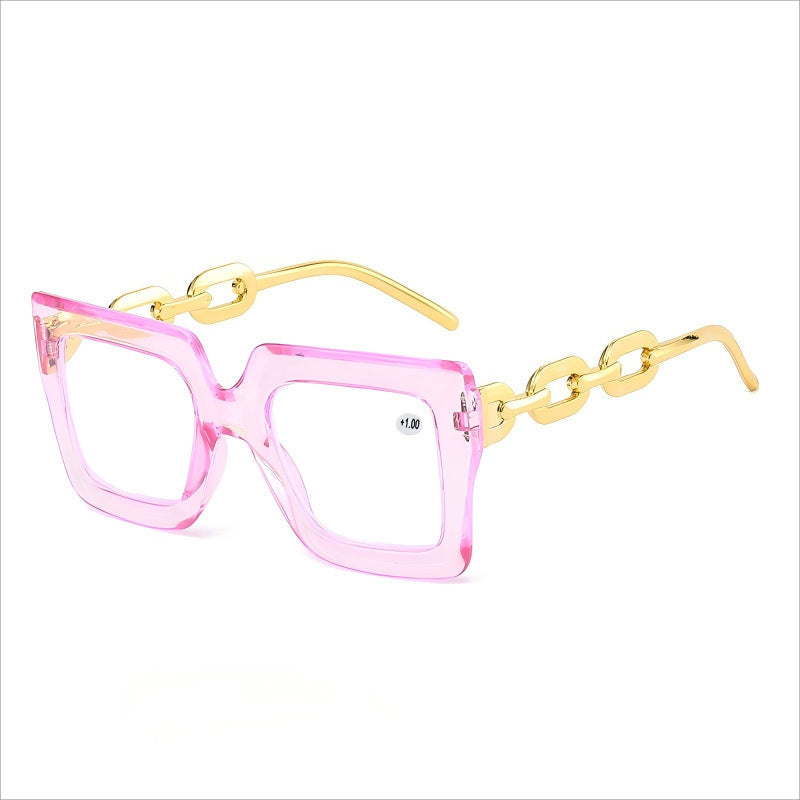 🎈🎈Lastday 70%OFF-Women’s Oversized Square Chain Reading Glasses(1set-6pcs)