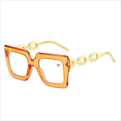 🎈🎈Lastday 70%OFF-Women’s Oversized Square Chain Reading Glasses(1set-6pcs)