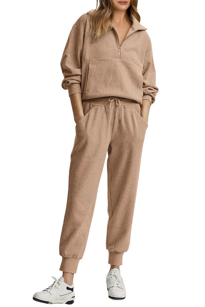 🏃‍♀️ Soft 2-Piece Jogger Set — Half-Zip Sweatshirt & Sweatpants