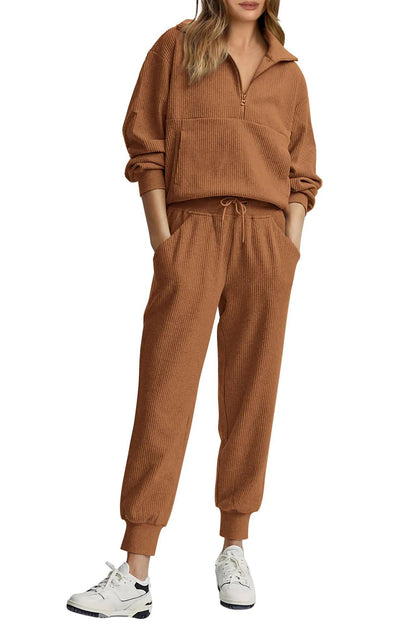 🏃‍♀️ Soft 2-Piece Jogger Set — Half-Zip Sweatshirt & Sweatpants