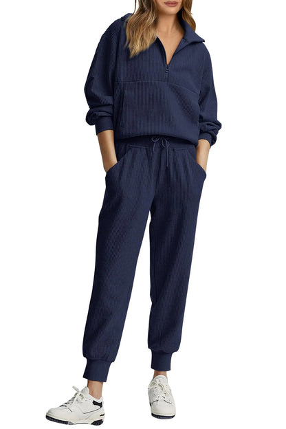 🏃‍♀️ Soft 2-Piece Jogger Set — Half-Zip Sweatshirt & Sweatpants