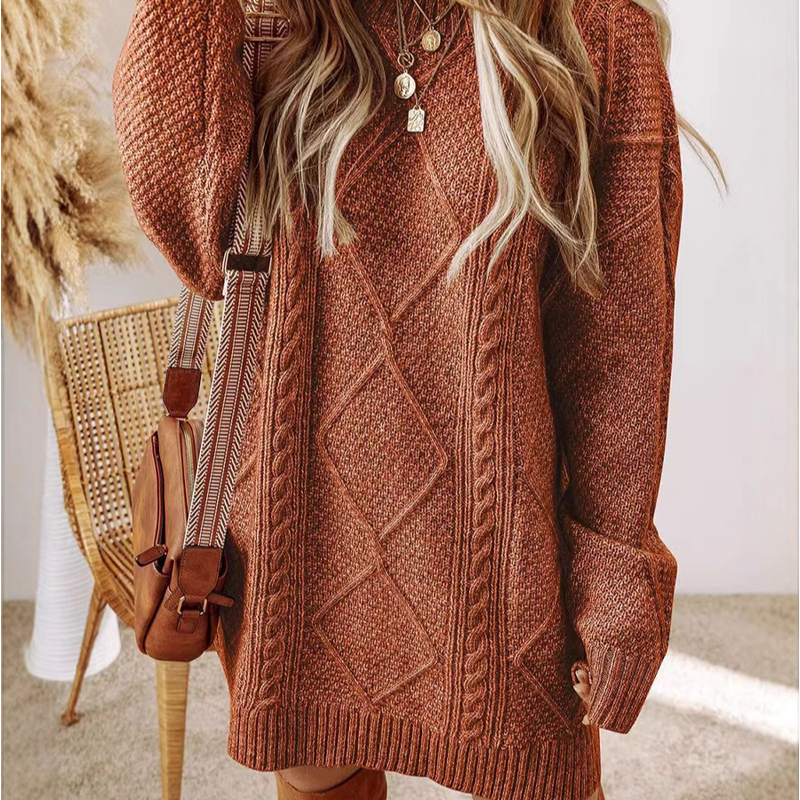 🤩🤩Time-Limited Special⏰Trendy Cable-Knit Loose-Fit Sweater Dress
