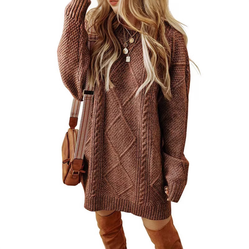 🤩🤩Time-Limited Special⏰Trendy Cable-Knit Loose-Fit Sweater Dress
